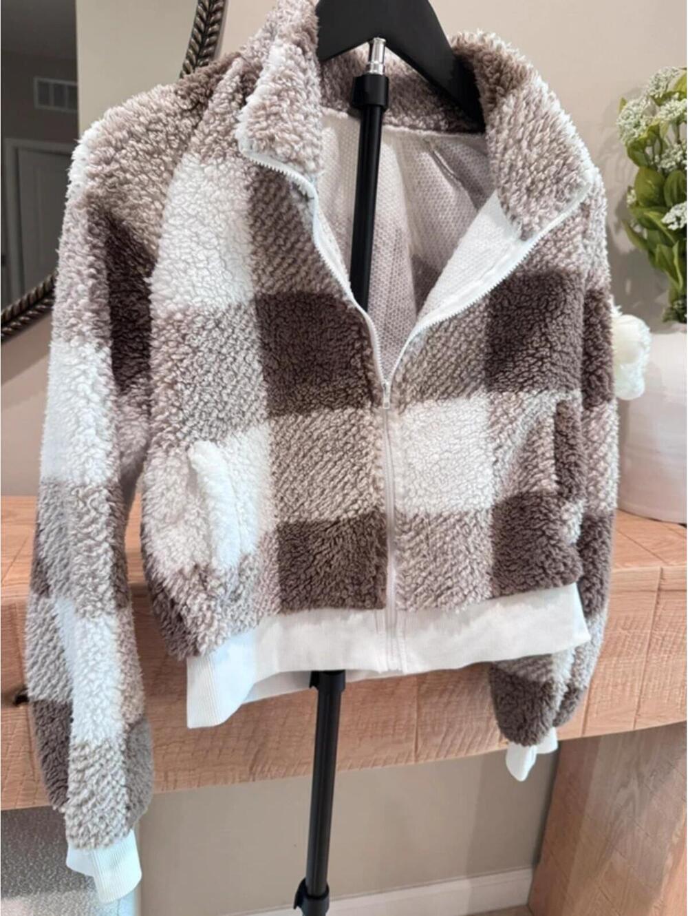 Y2k Small Brown And White Plaid Skirt